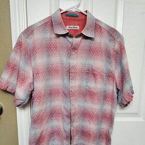 Tommy Bahama Plaid Short Sleeve Button-Up Shirt Size MD